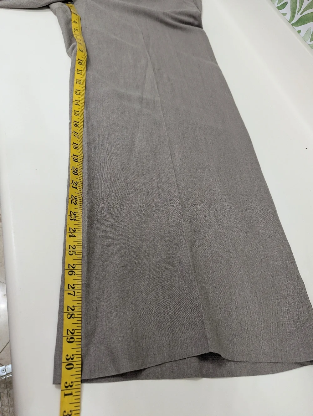 H&M Linen-Blend Pants in Taupe Gray Women's 12 Wide Leg Summer